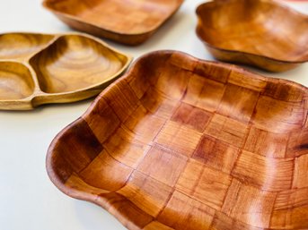 Vintage Woven Wood Serving Bowls