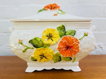 Mid Century Ceramic Floral Soup Toureen W/ Lid