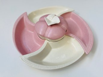 Mid Century Pink & White Crudite Serving Platter