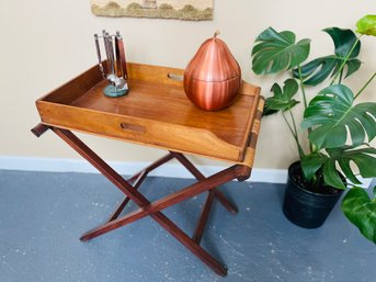 Vintage Wood Tray And Folding Stand