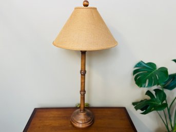 1990s Tall Lamp W/ Burlap Shade