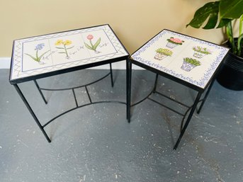 Pair Of 1990s Iron And Tile Tables
