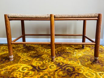 Vintage Wicker Woven Bench
