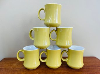 Vintage Yellow Mugs Set Of 6