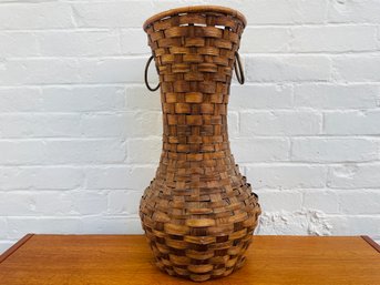 Large Woven Wicker Floor Vase