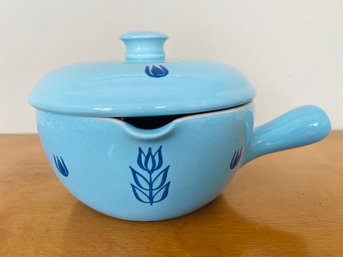 1950s Cronin Blue Potter Tulip Oven Ware Crock