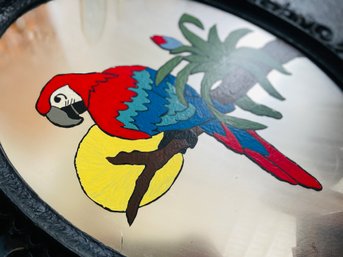 1994 Hand Painted Parrot Mirror Wall Art