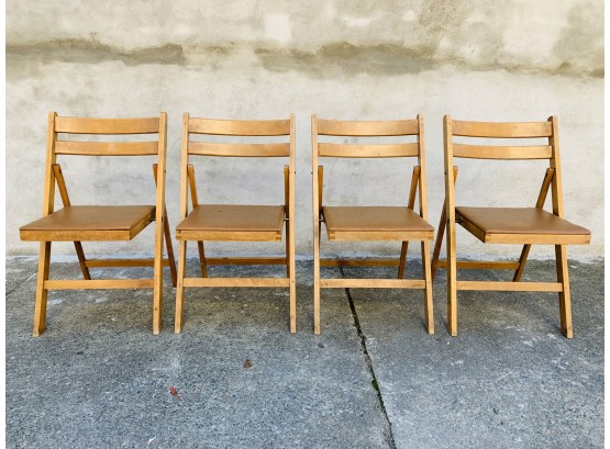 Vintage Folding Chairs With Vinyl Seat