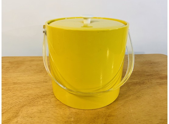 Retro Yellow Ice Bucket With Tongs