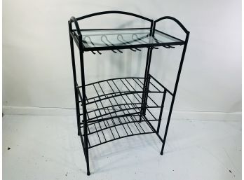 Contemporary Metal And Glass Wine Rack