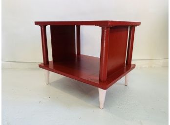 Mid Century Painted Red End Table