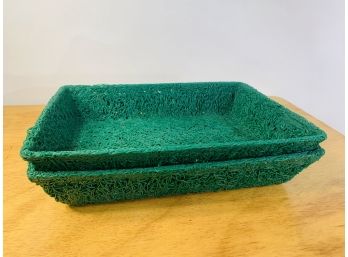 Retro Green Spaghetti Spun Green Baskets