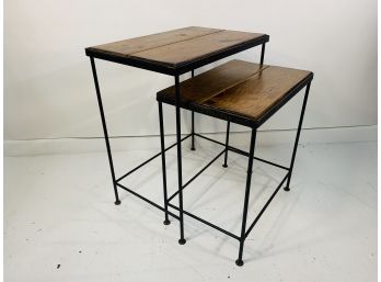 Vintage Wrought Iron And Wood Nesting Tables