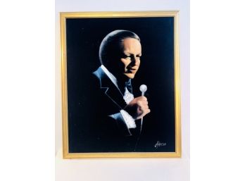Vintage Frank Sinatra 'blue Eyes' Large Velvet Painting Signed Alivera