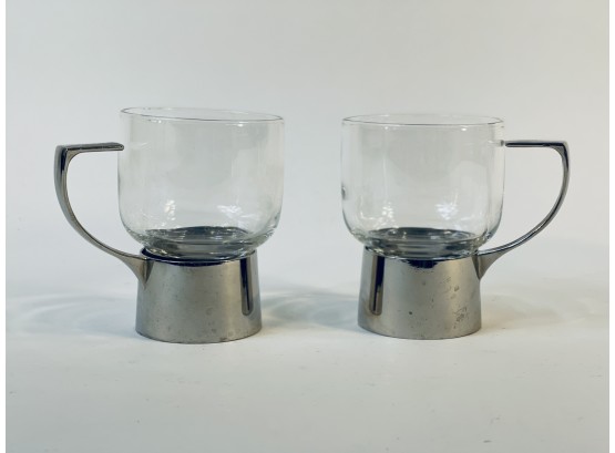 Vintage Melco Glass And Stainless Espresso Glasses