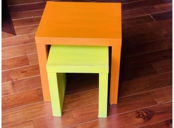 Small Painted Faux Wood Nesting Tables
