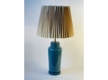 1980s Large Baby Blue Ceramic Table Lamp Signed