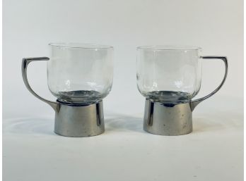 Vintage Melco Glass And Stainless Espresso Glasses