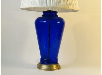 Cobalt Blue Crackled Glass Table Lamp