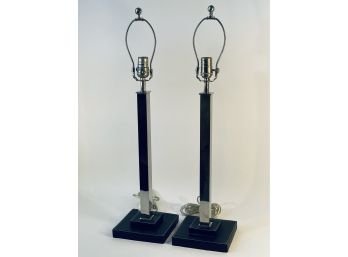 Pair Of Modern Chrome Lamps By Walter Von Nessen