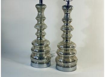 Pair Of Contemporary Speckled Glass Table Lamps