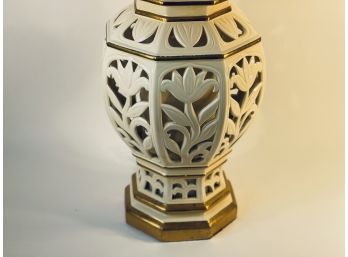 HUGE 1970s Ceramic Flowered 2 Way Lamp.