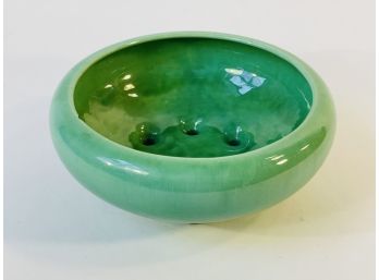 Vintage Aqua Round Ceramic Planter By Haegar