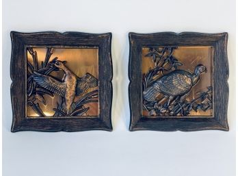 Pair Of Vintage Copper Guild Bird Wall Plaques
