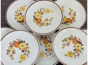 Vintage Flower Appetizer Size Plates By Hearthside Stoneware (japan)