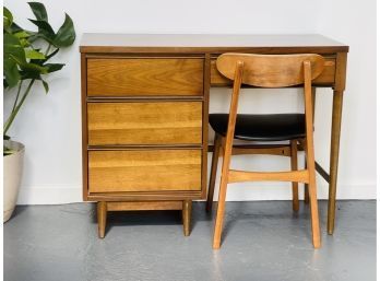 Mid Century Modern Wood Desk & Chair
