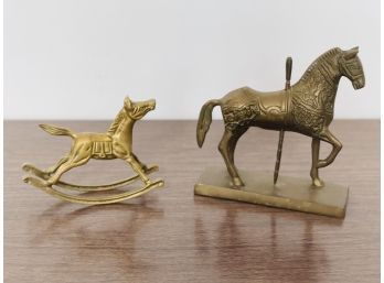 Pair Of Brass Horse Sculptures
