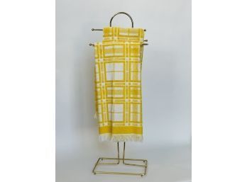 Brass/Gold Colored Metal Tall Bath Towel Hanger