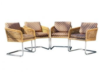 Vintage Rattan & Chrome Dining Chairs
