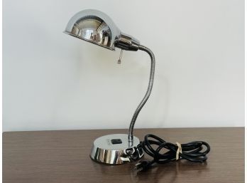 Modern Chrome Gooseneck Table Lamp With Outlet