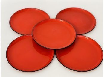 Vintage Red Enameled Lunch Plates