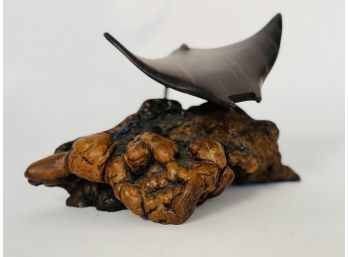 Mid Century Modern Rosewood Manta Ray On Burlwood Root In The Style Of John Perry