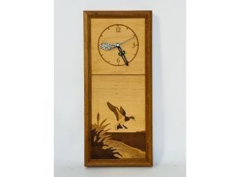 Vintage Wood Inlay 'ducks In Flight' Wall Clock