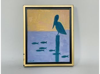 Cute Framed Pelican Painting