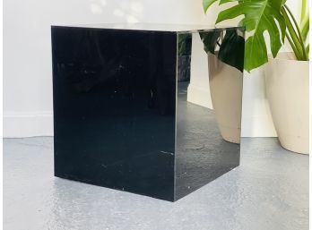 Black Plexiglass Cube End Table.