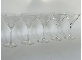 Modern Etched Glass Martini Glasses