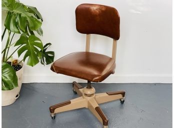 Vintage United Brown Rolling Desk Chair