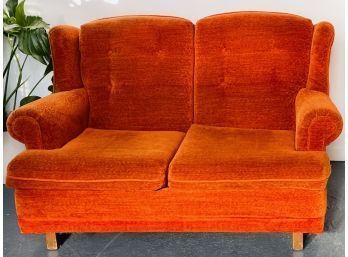 Vintage Orange Crush Velvety Love Seat