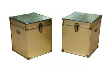 Pair Of Vintage Gold Storage Boxes