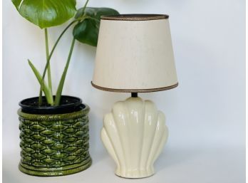 Vintage Petite Shell Lamp W/ Vintage Shade