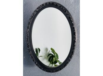 Large Vintage Black Oval Victorian Style Hanging Wall Mirror