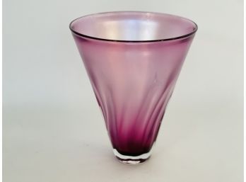 1985 Handblown Purple Glass Vase Signed Yourg Casteatia.