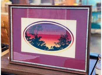 Vintage 1970s 'Silhouette' Sunset Seriograph Signed L.saccol/R. Ehrlich