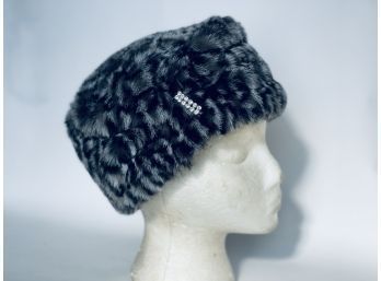 Vintage Faux Fur Hat With Broach