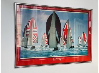 LARGE 1980s Framed Sailing Poster