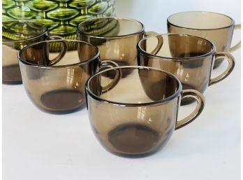 Vintage Vereco Smoked Glass Espresso Cups (Set Of 6) France